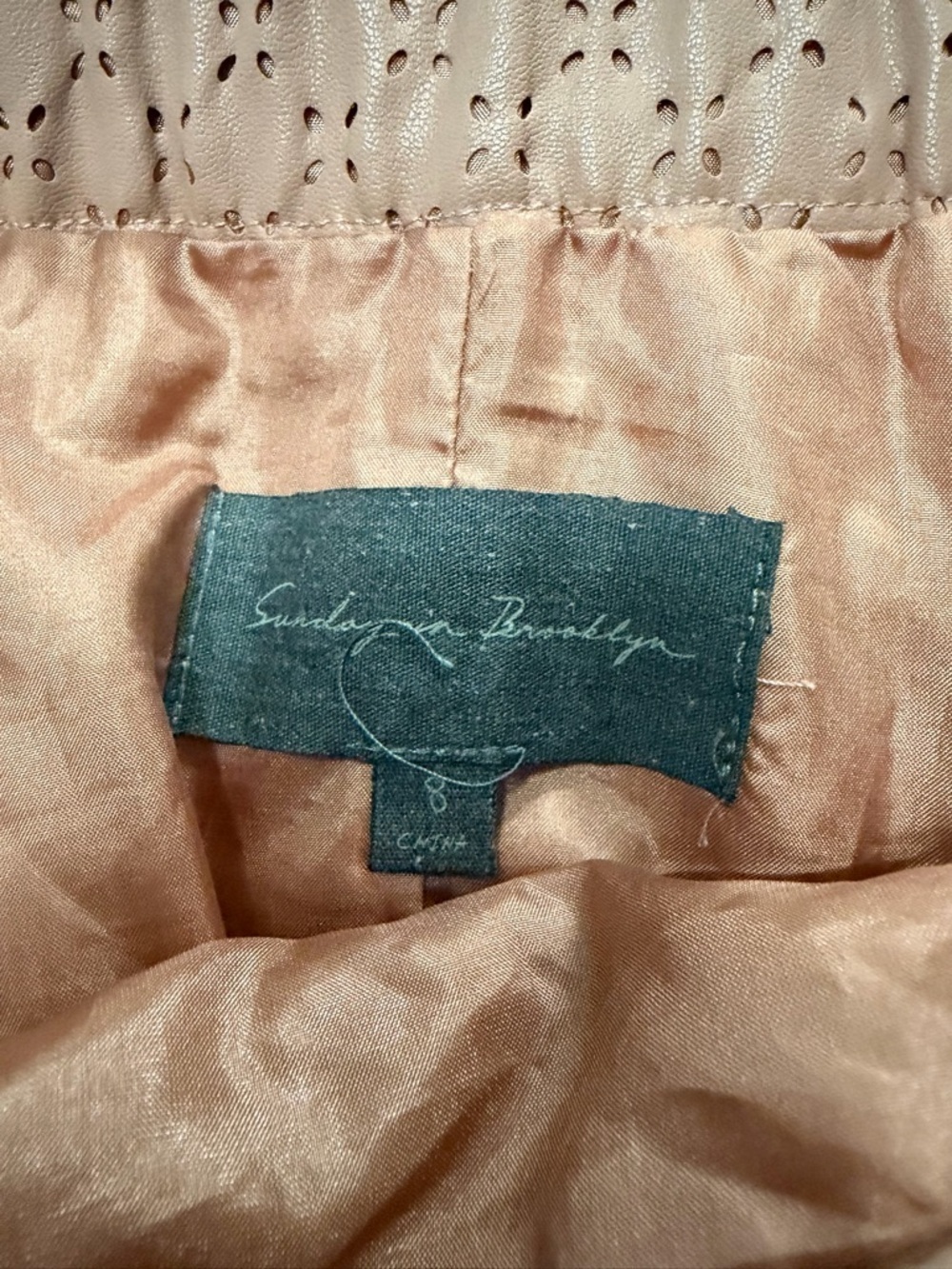 Anthropologie Sunday in Brooklyn Eyelet Mini Swing Skirt Sz 8 Blush Pink/Beige - Picture 5 of 16